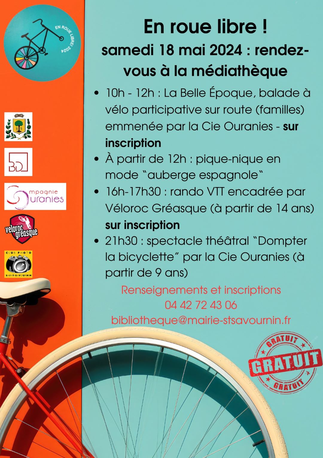 Mairie Saint-Savournin En roue libre samedi 18 mai 2024 balade à vélo participative pique-nique rando vtt spectacle théâtrale