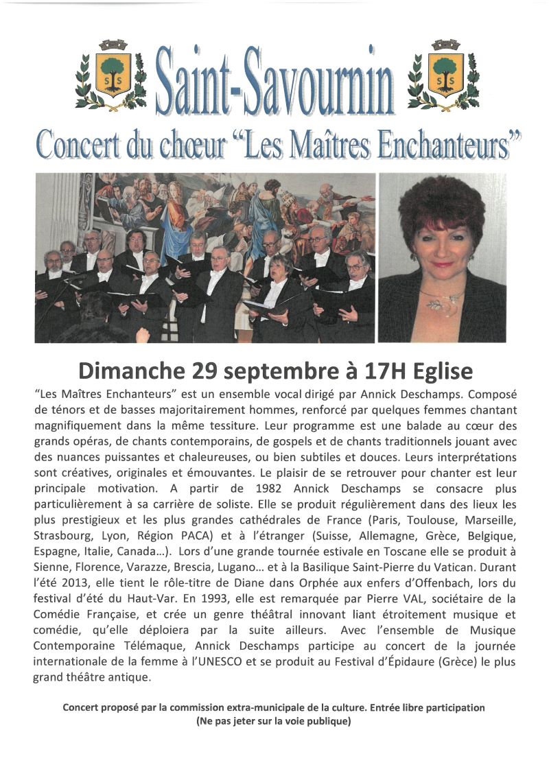 Mairie Saint-Savournin Concert Choeur Les Maîtres enchanteurs 29 sept 2024